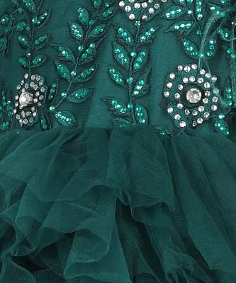 Bottle green flora tulle dress 5