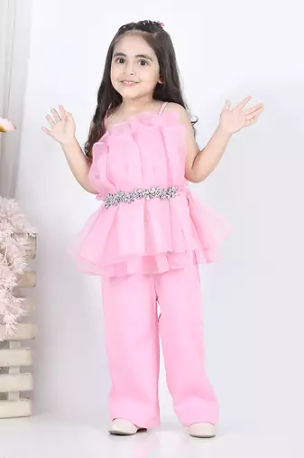 Baby pink layered top and pants