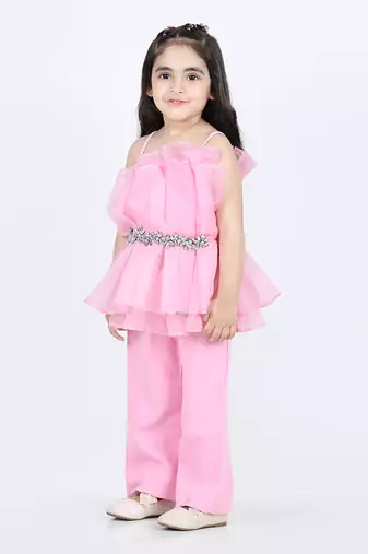 Baby pink layered top and pants