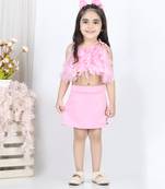 Baby pink feather top and skirt