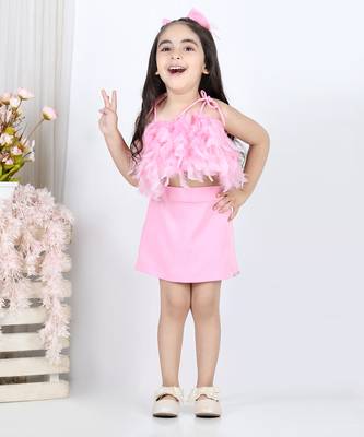 Baby pink feather top and skirt 2