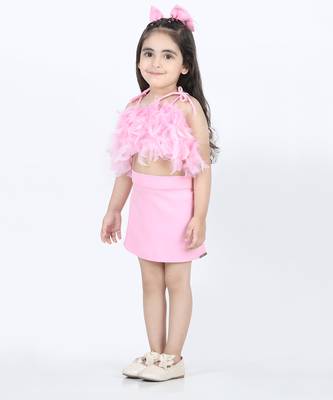 Baby pink feather top and skirt 3