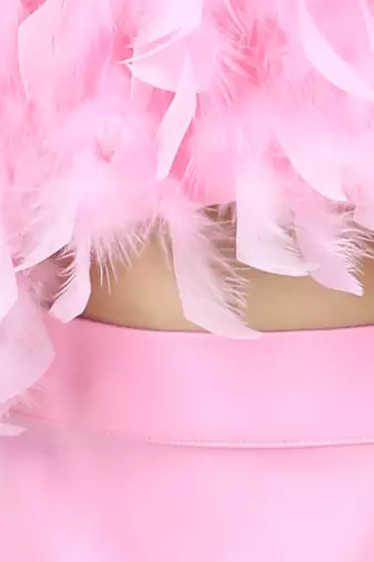 Baby pink feather top and skirt