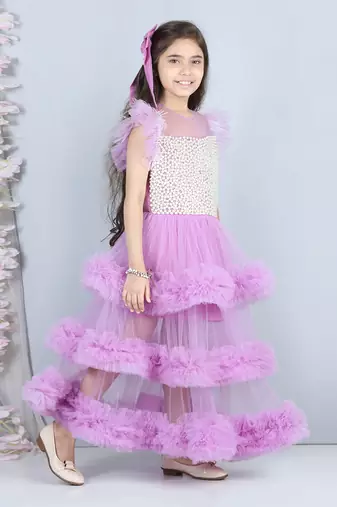 Lilac pearl full length dress