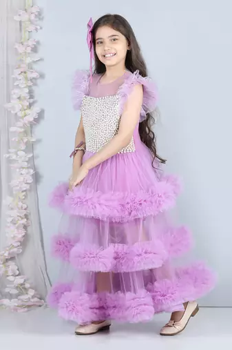 Lilac pearl full length dress