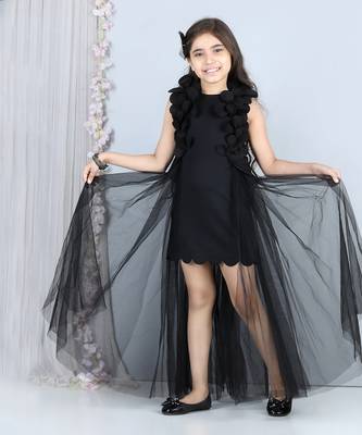 Black neoprene flower dress 2