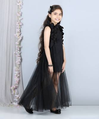 Black neoprene flower dress 4