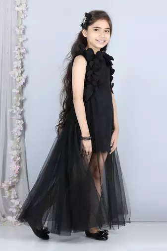 Black neoprene flower dress