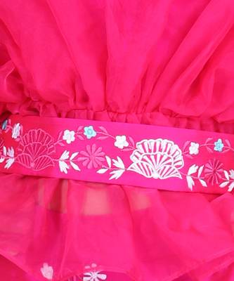 Hot pink silk embroidery pant set 3