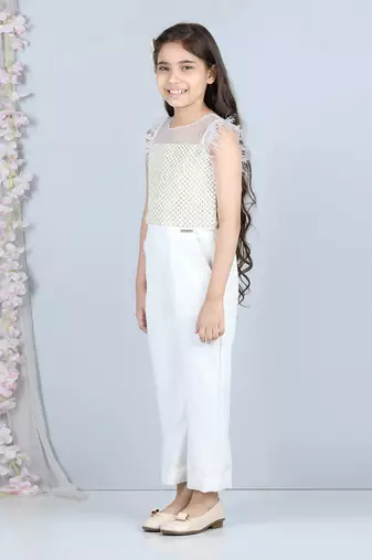 White pearl work jumpsuit