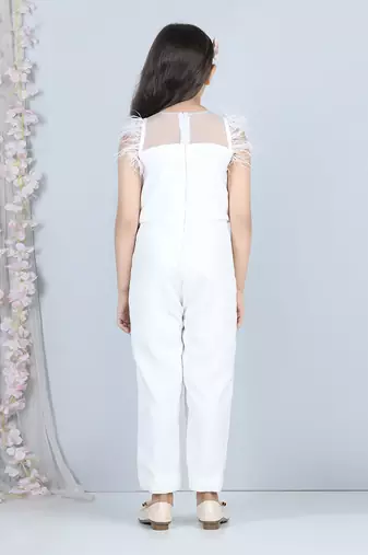 White pearl work jumpsuit