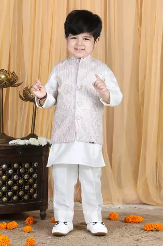 White nehru jacket set