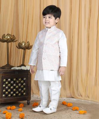 White nehru jacket set 3