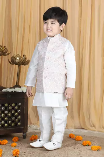 White nehru jacket set