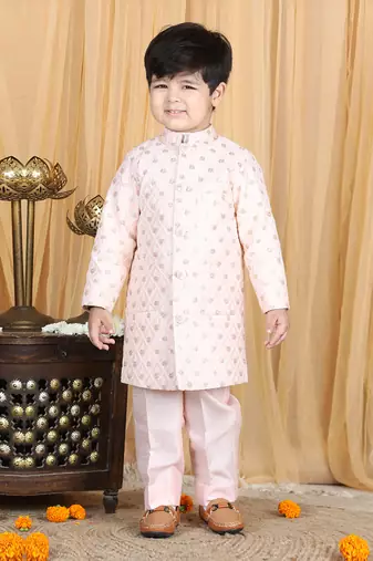 Peach sherwani set