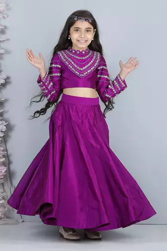 Purple stone work lehenga set