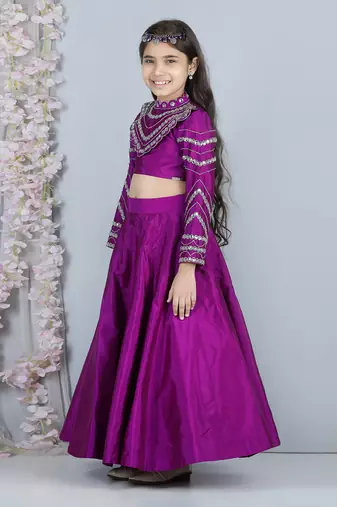 Purple stone work lehenga set