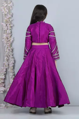 Purple stone work lehenga set