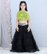 Black flower detailing lehenga set