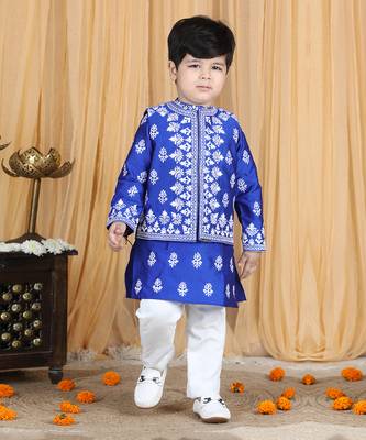 Electric blue kurta jacket set 2