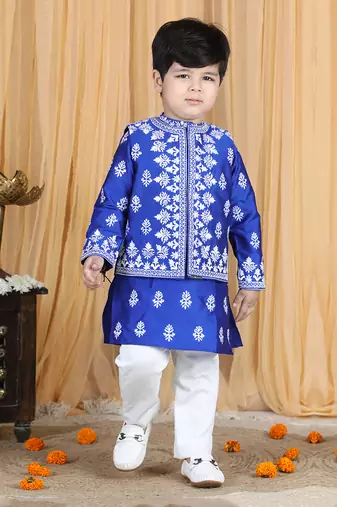 Electric blue kurta jacket set