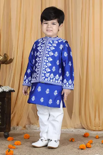 Electric blue kurta jacket set