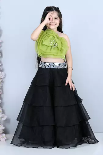 Black flower detailing lehenga set