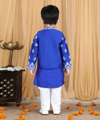 Electric blue kurta jacket set 4