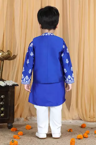 Electric blue kurta jacket set