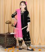 Black velvet kurta set