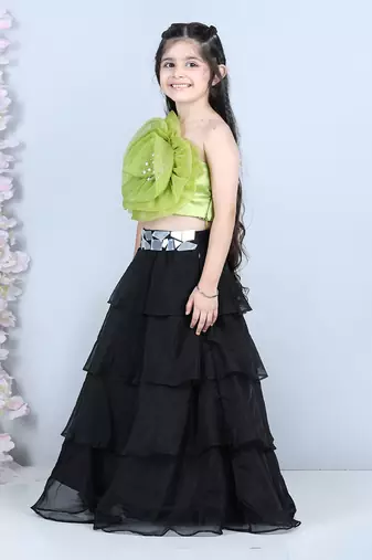 Black flower detailing lehenga set