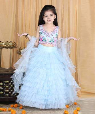 Sky blue handwork lehenga set 1