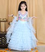 Sky blue handwork lehenga set