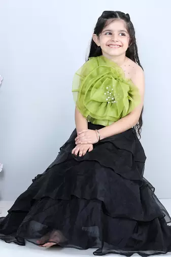 Black flower detailing lehenga set