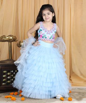 Sky blue handwork lehenga set 2