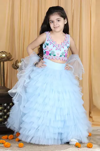 Sky blue handwork lehenga set