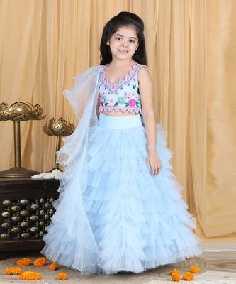 Sky blue handwork lehenga set 3