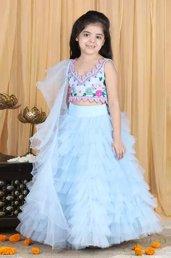 Sky blue handwork lehenga set