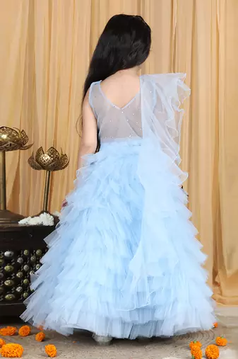 Sky blue handwork lehenga set