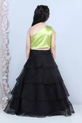Black flower detailing lehenga set