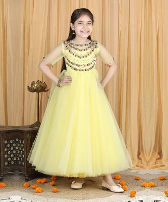 Yellow embroidered anarkali 1