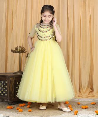 Yellow embroidered anarkali 2