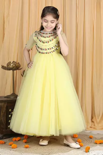 Yellow embroidered anarkali