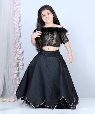 Black sequence top lehenga set 1