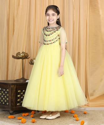 Yellow embroidered anarkali 3