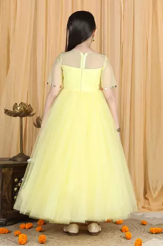 Yellow embroidered anarkali
