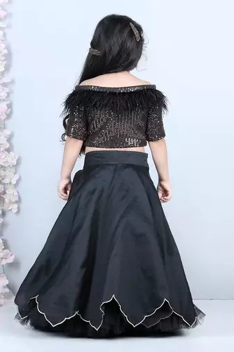 Black sequence top lehenga set