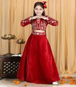 Maroon velvet lehenga set