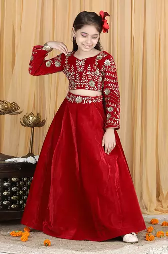 Maroon velvet lehenga set