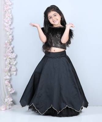 Black sequence top lehenga set 3